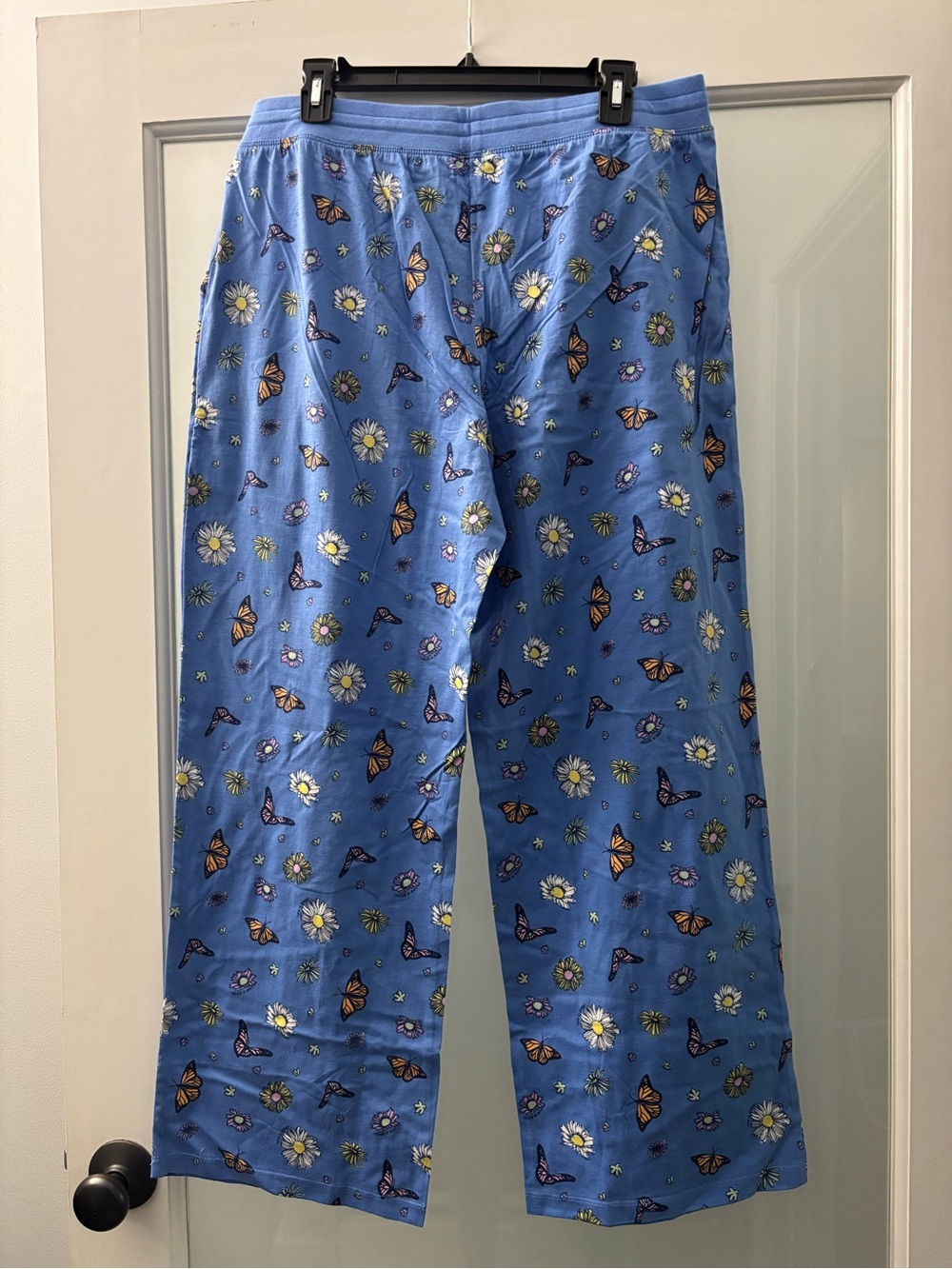 Life Is Good Blue Butterfly & Daisy Pajama Bottoms with Pink Drawstring - Picture 3 of 5